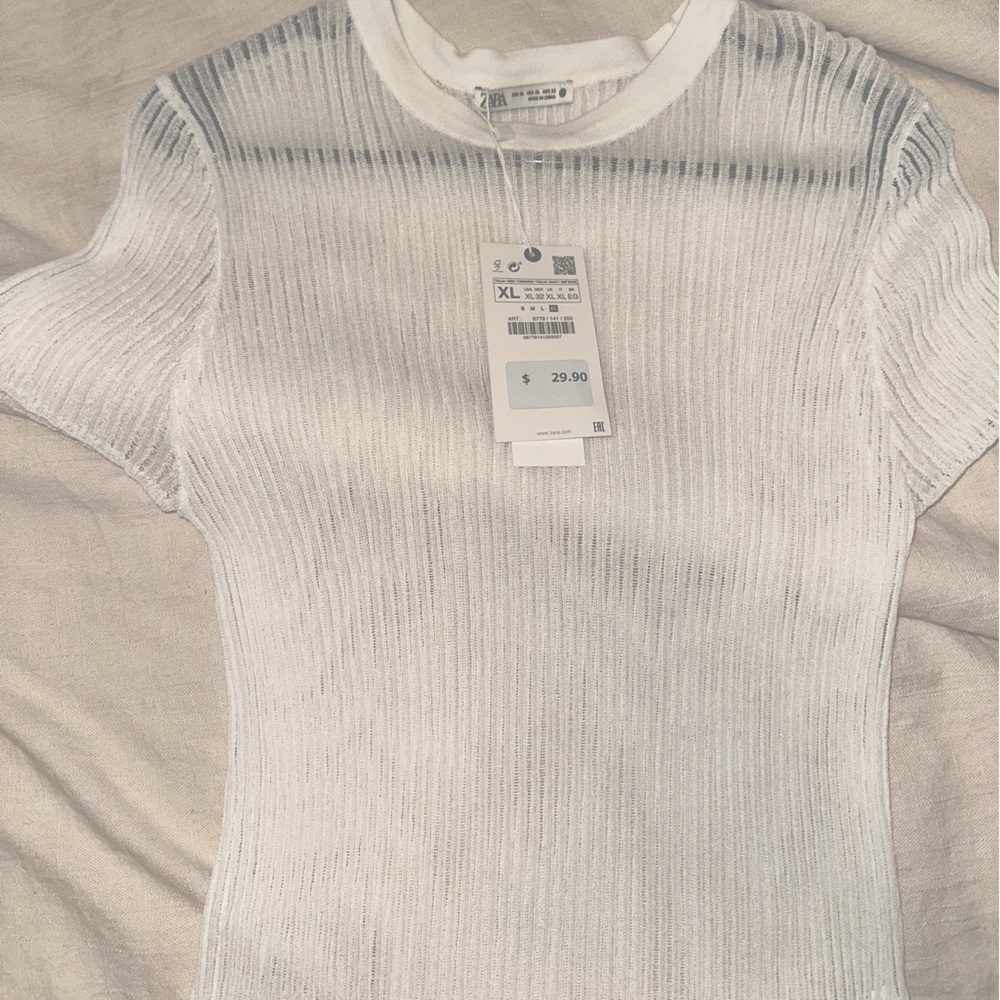 Zara white mesh tank top